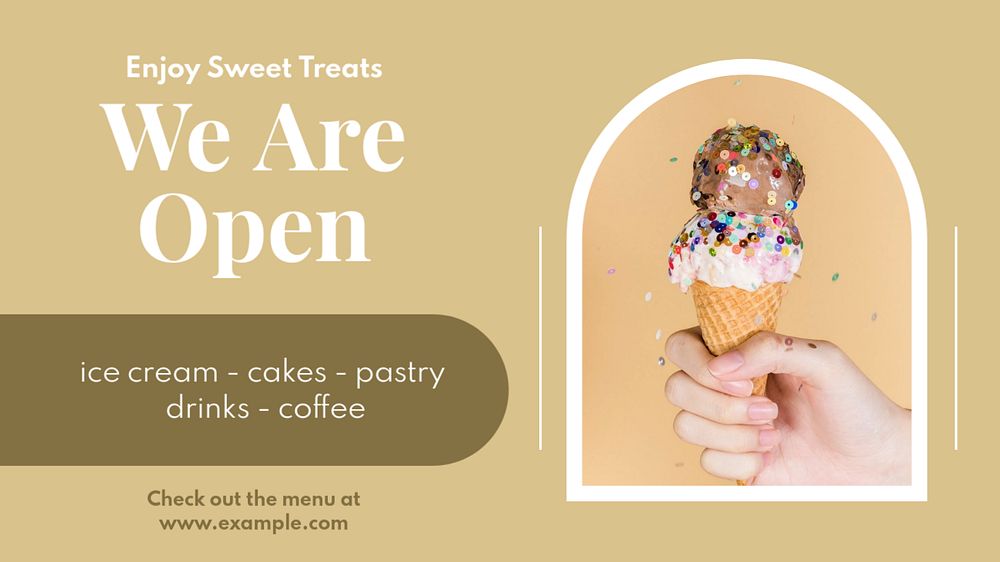 Sweet shop  blog banner template, editable text