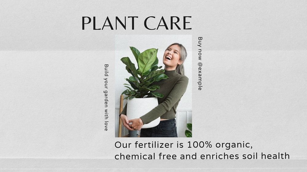 Plant care  blog banner template, editable text