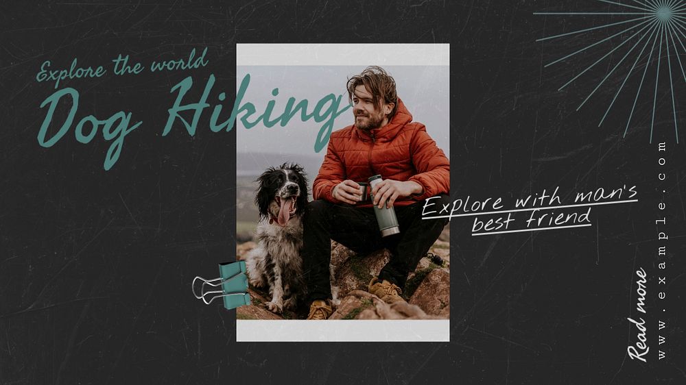 Hiking pet  blog banner template, editable text