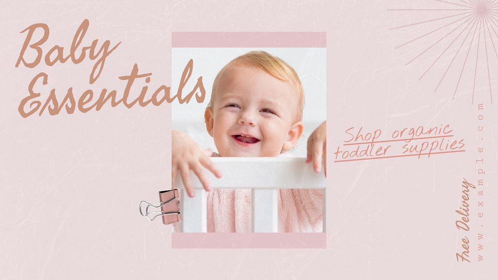 Baby essentials  blog banner template, editable text