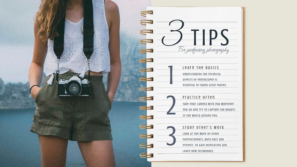 Photography tips  blog banner template, editable text