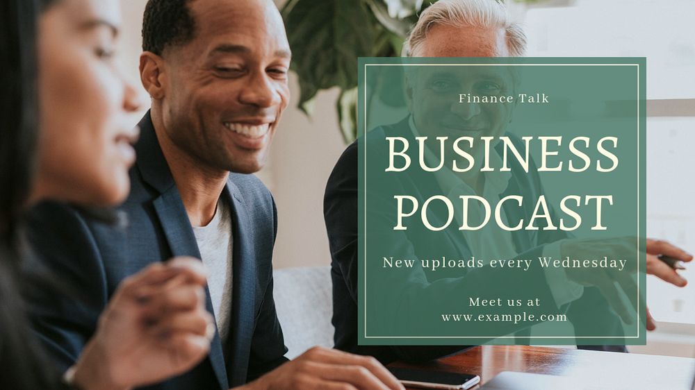 Business podcast  blog banner template, editable text