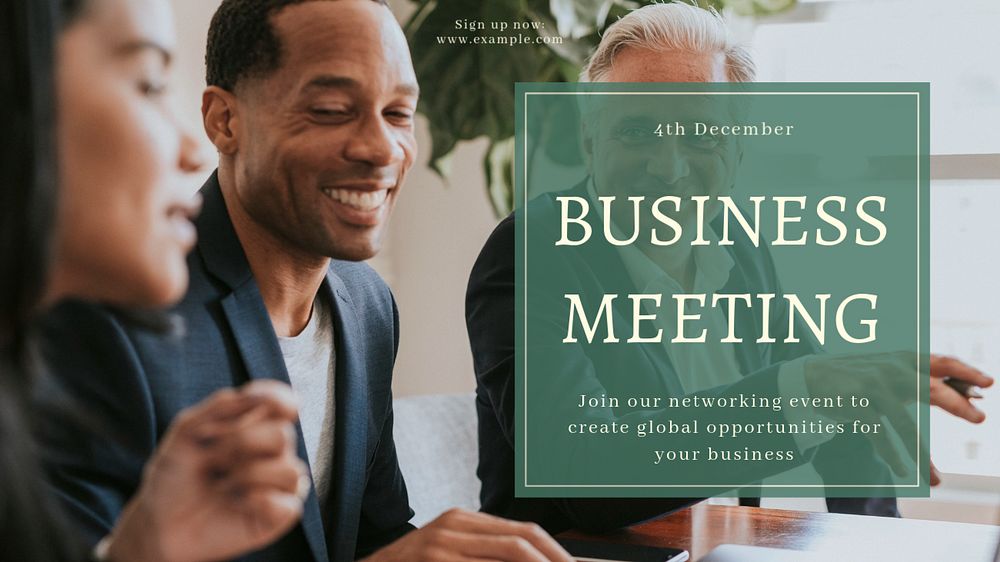 Business meeting  blog banner template, editable text