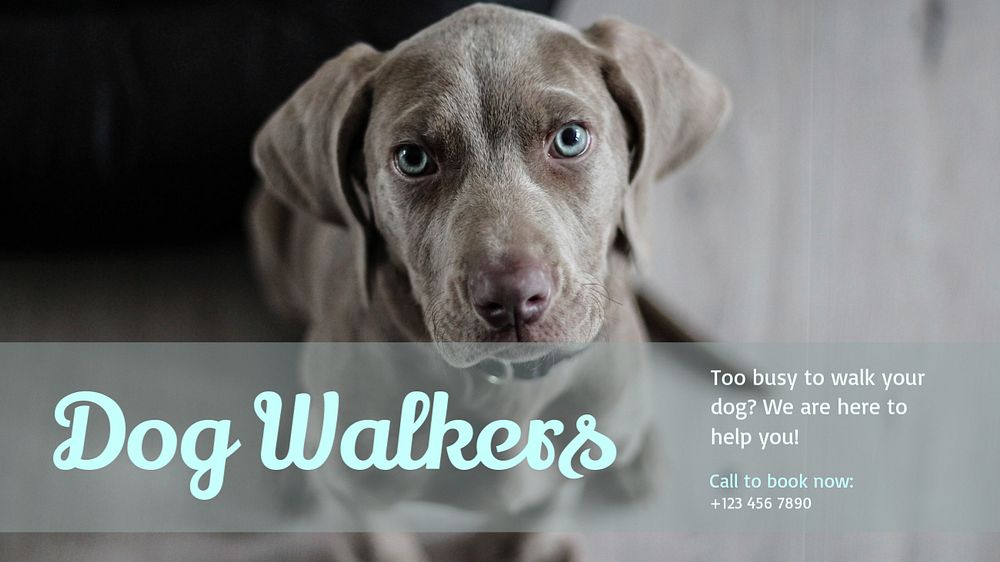 Dog walking service  blog banner template, editable text