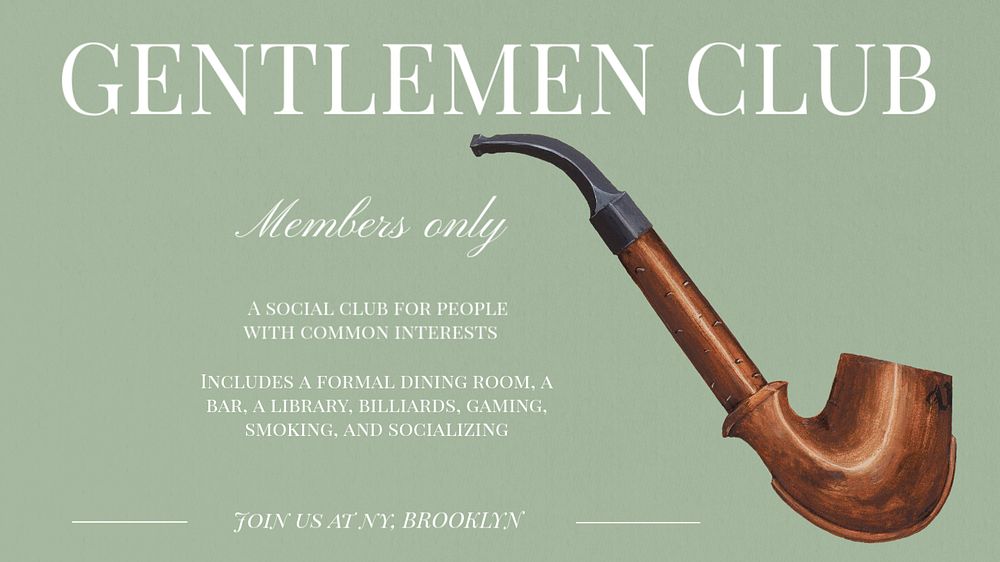 Gentlemen club  blog banner template, editable text