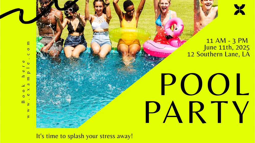 Pool party  blog banner template, editable text