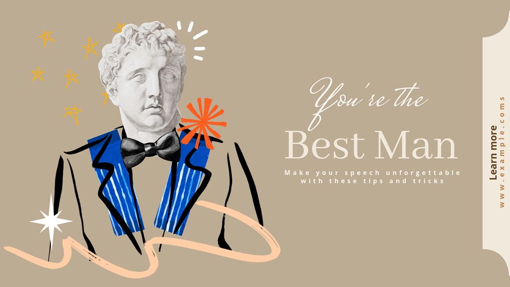 Best man  blog banner template, editable text