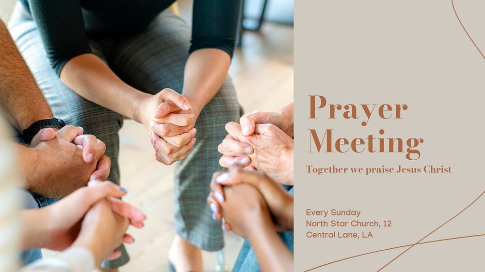 Prayer meeting blog banner template, editable text