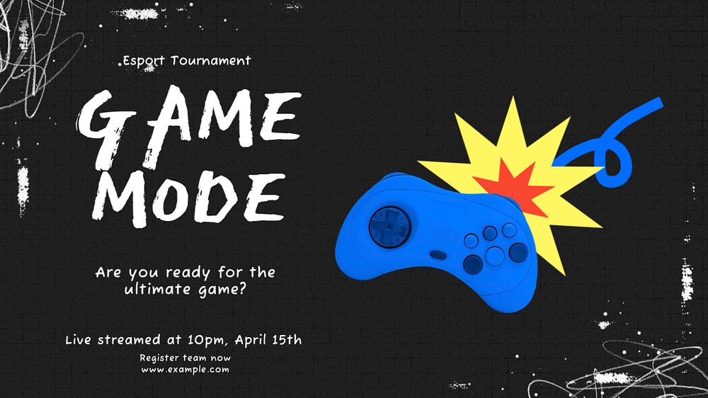 Game mode blog banner template, editable text