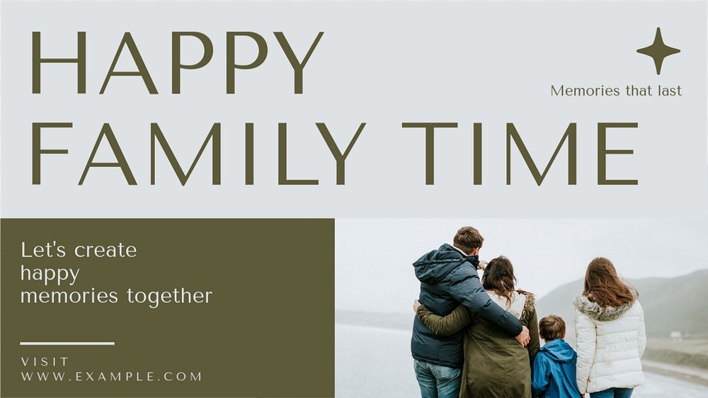 Happy family time  blog banner template, editable text