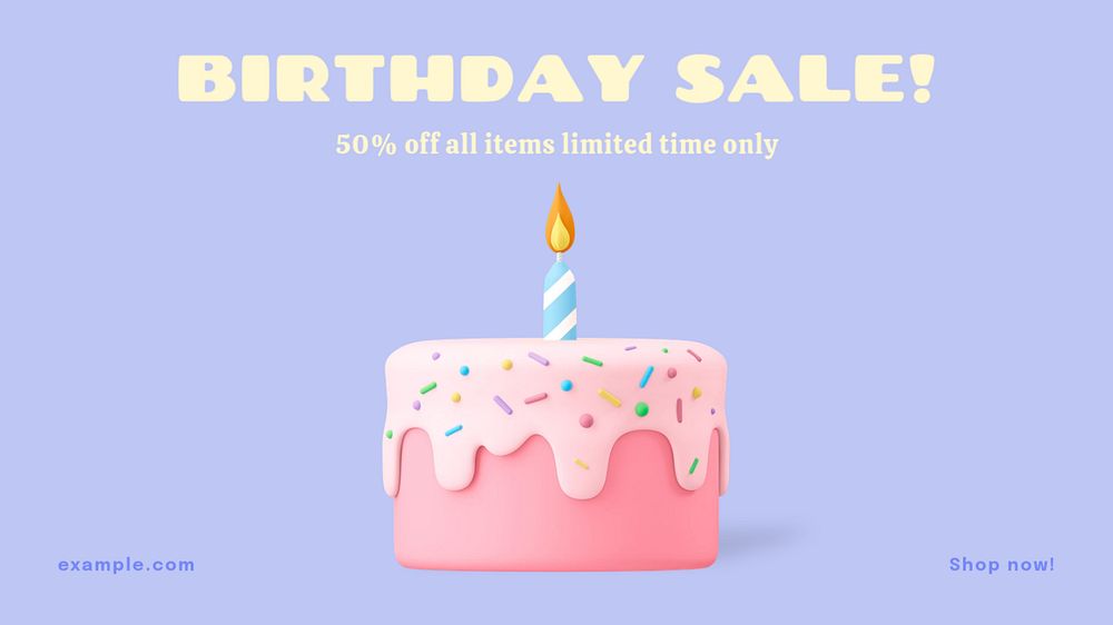 Birthday sale  blog banner template, editable text