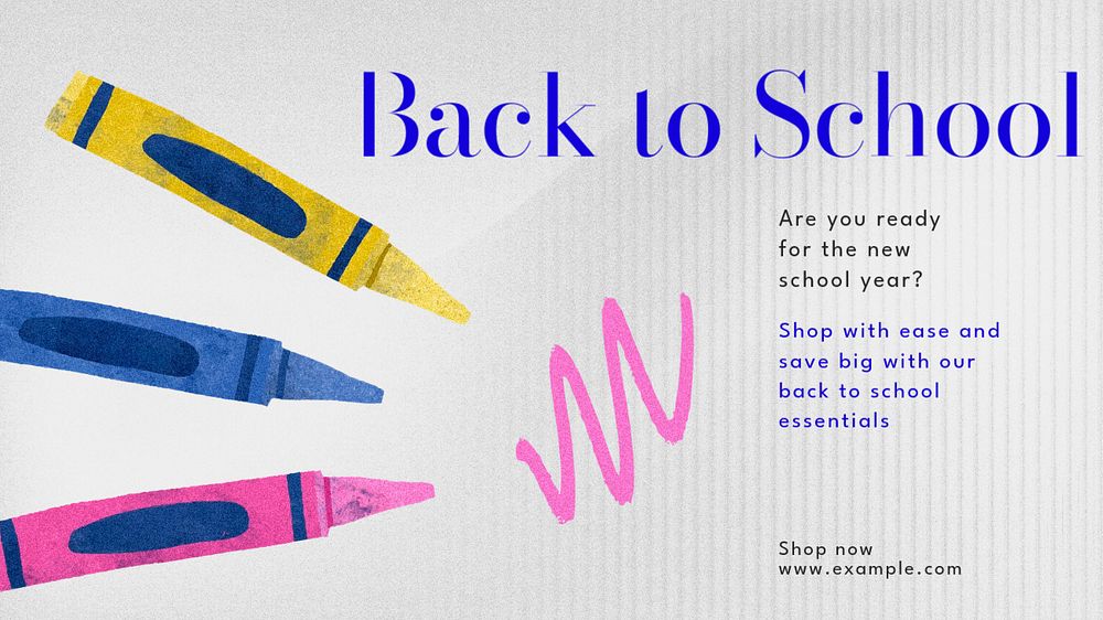 Back to school  blog banner template, editable text