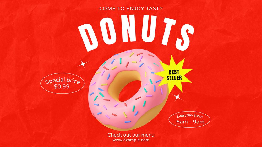 Donut shop blog banner template, editable text