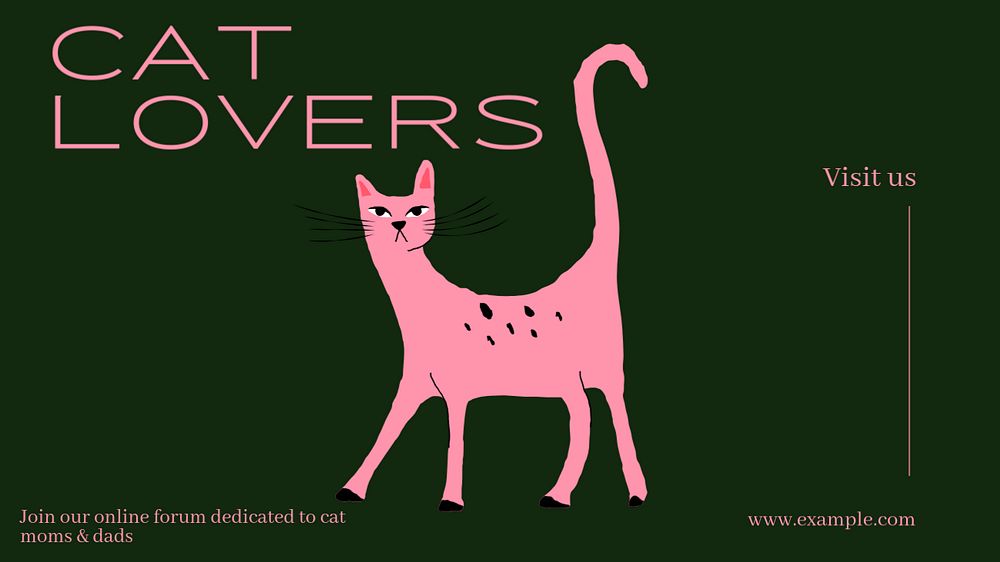 Cat lovers  blog banner template, editable text