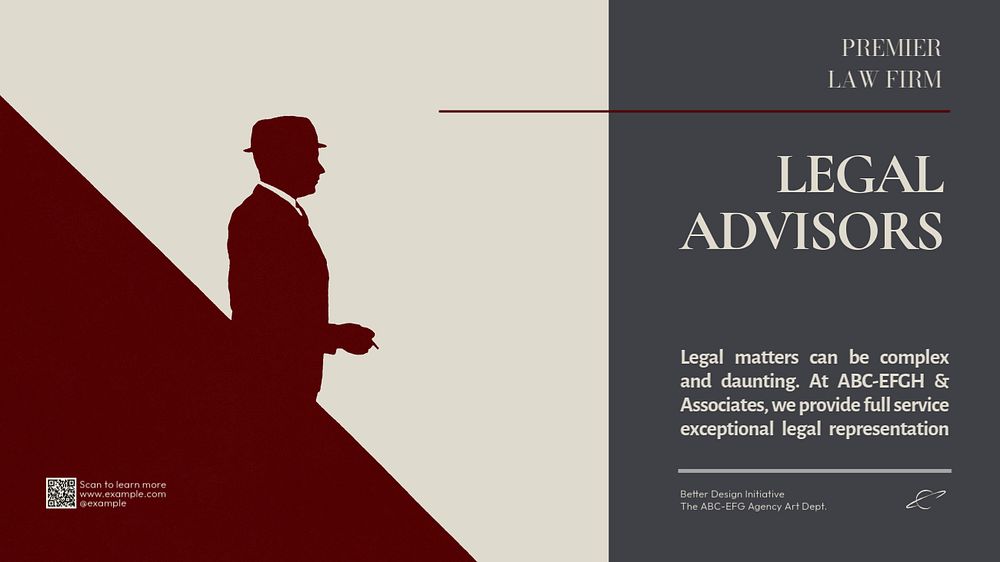 Legal advisors  blog banner template, editable text