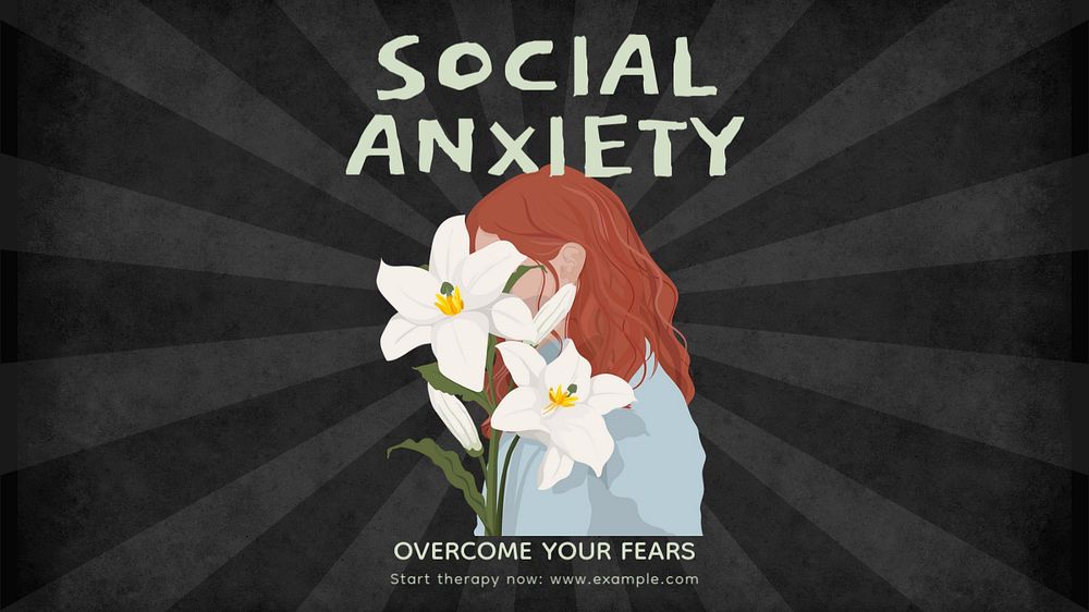 Social anxiety  blog banner template, editable text