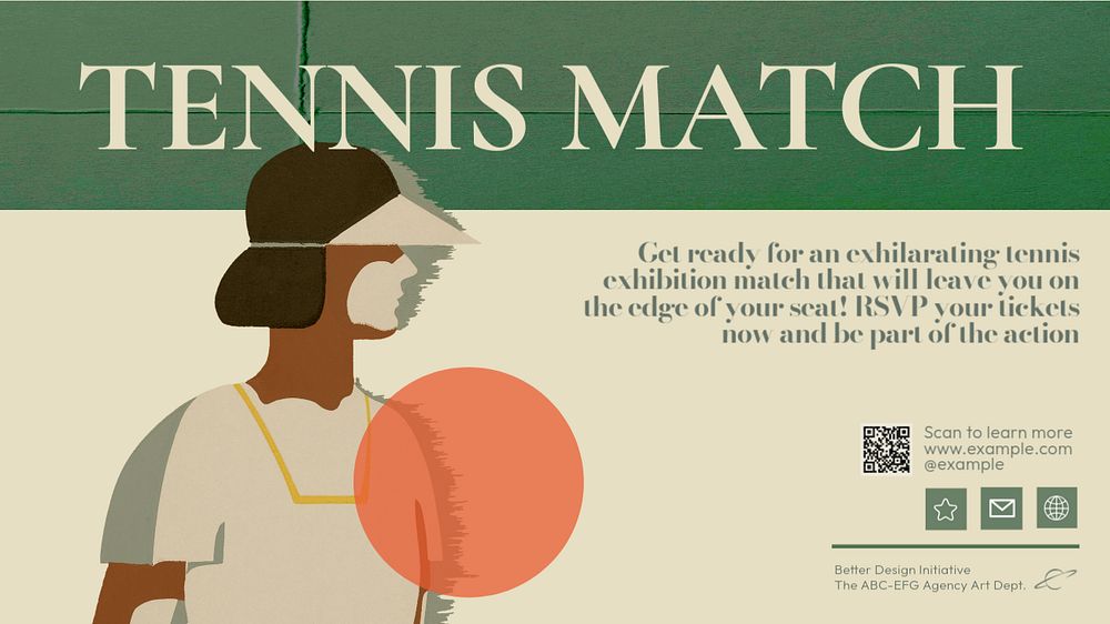 Tennis  blog banner template, editable text