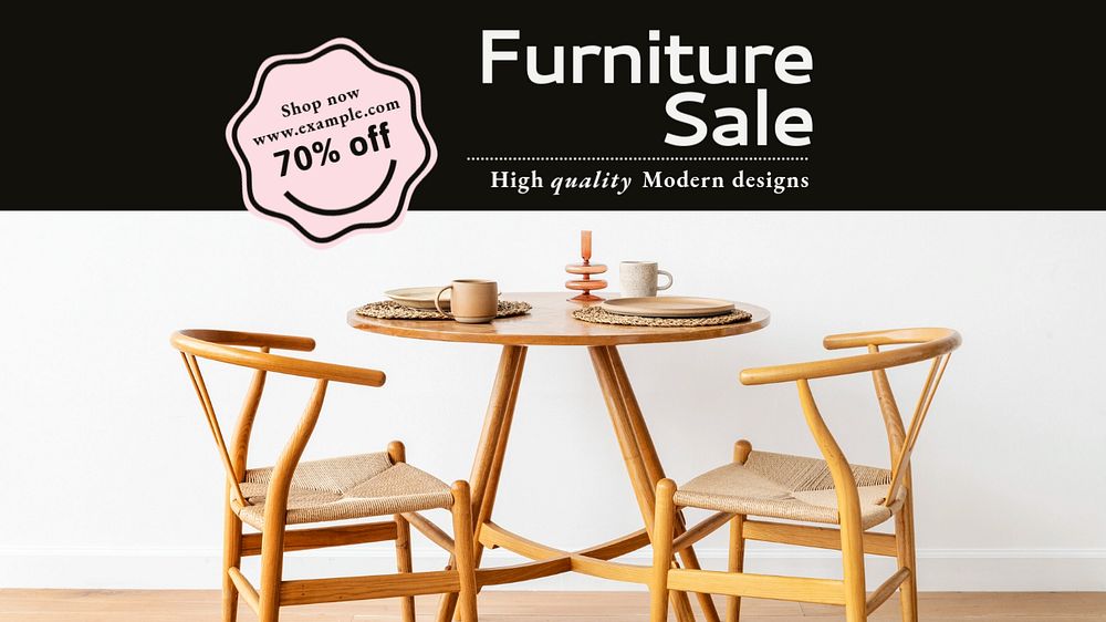 Furniture sale  blog banner template, editable text