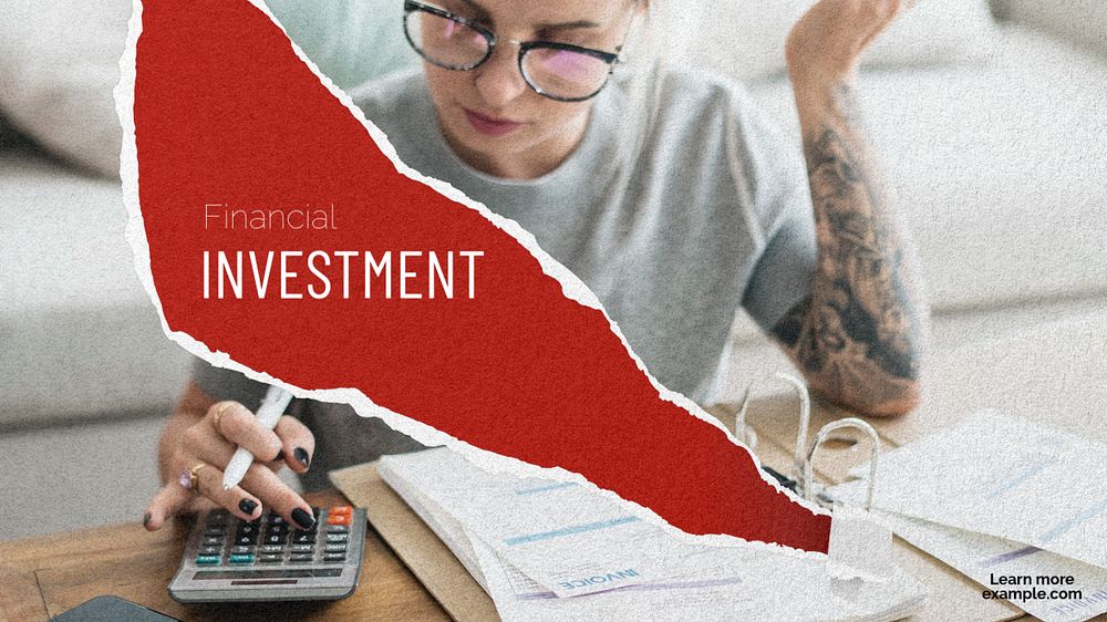 Financial investment  blog banner template, editable text