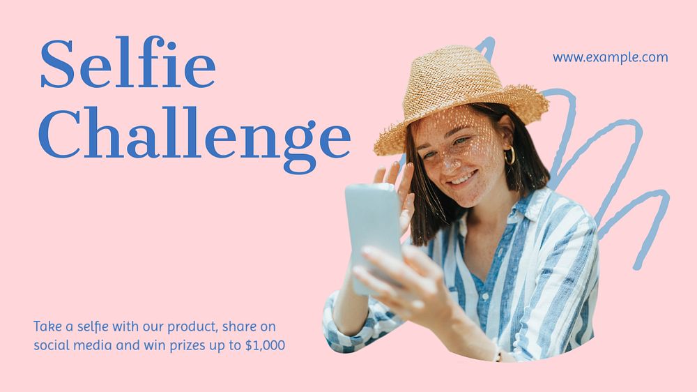 Selfie challenge  blog banner template, editable text