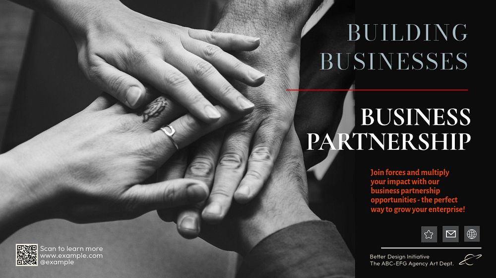 Business partnership  blog banner template, editable text