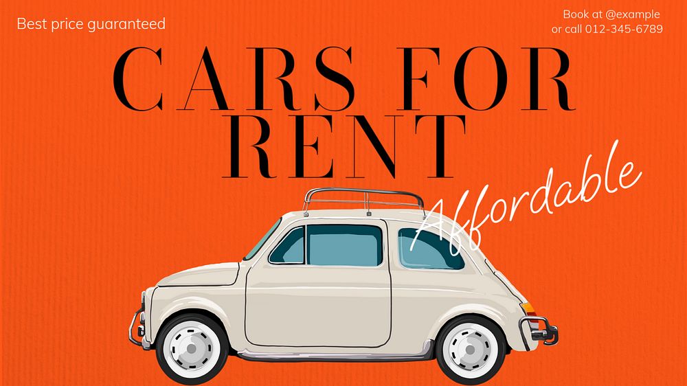 Car for rent blog banner template, editable text