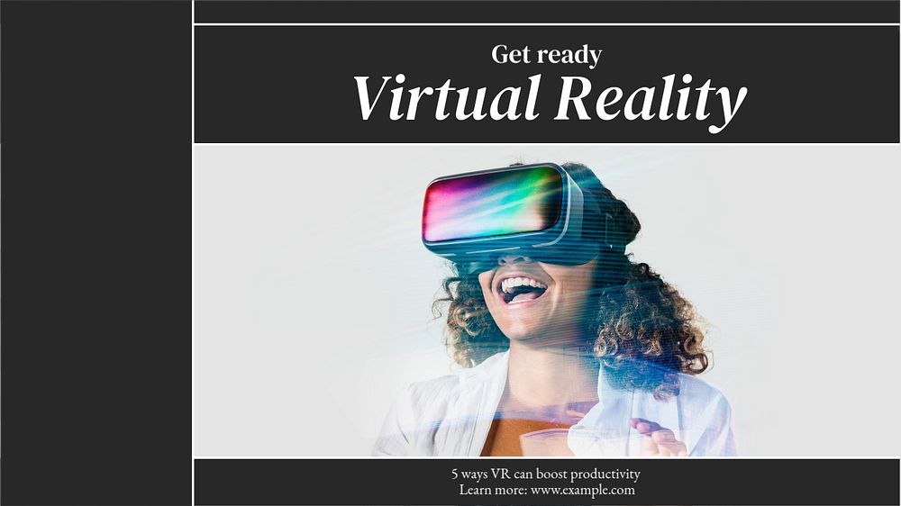 Virtual reality  blog banner template, editable text