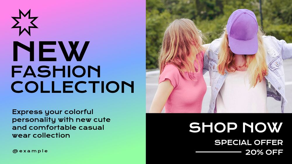 New fashion collection  blog banner template, editable text