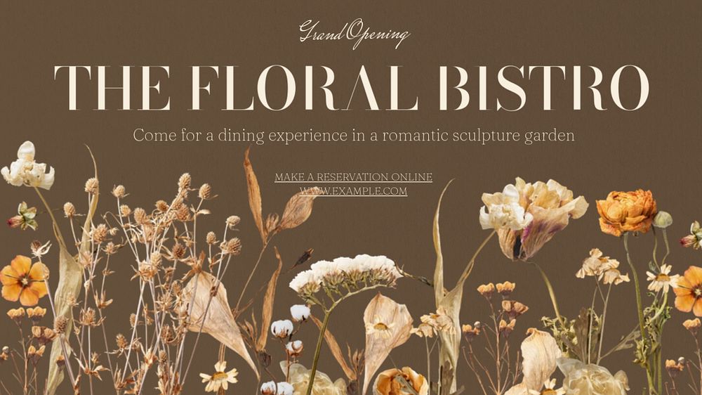 Floral bistro  blog banner template, editable text