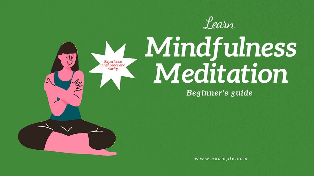 Mindfulness meditation  blog banner template, editable text