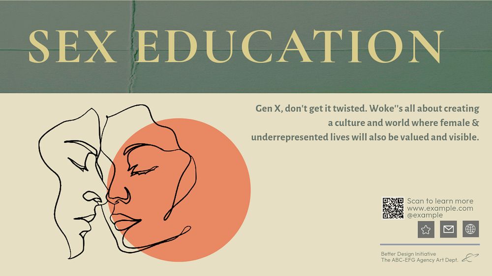 Sex education  blog banner template, editable text