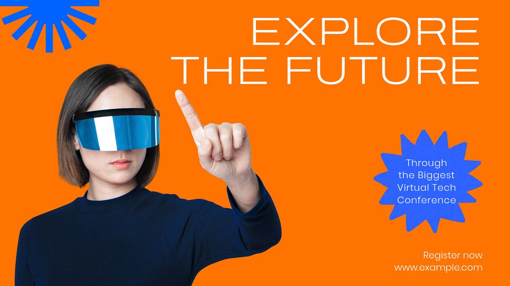 Explore the future blog banner template, editable text