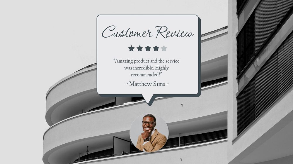 Customer review  blog banner template, editable text