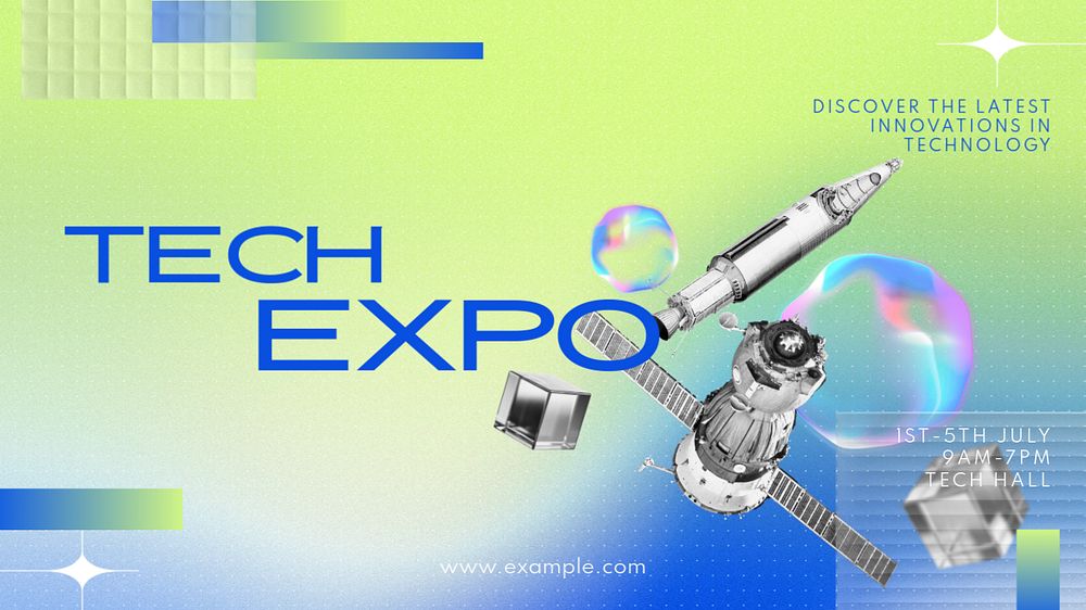 Tech expo  blog banner template, editable text