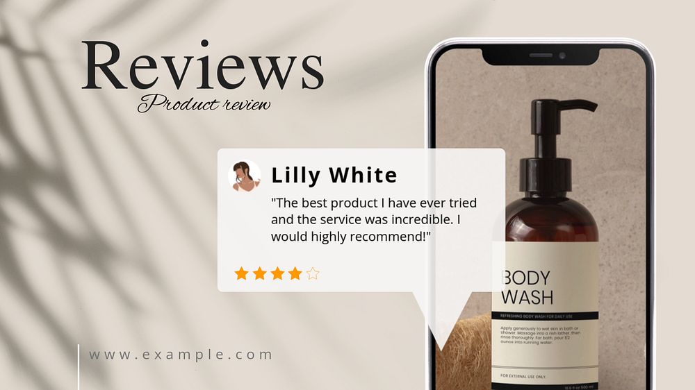 Beauty product review  blog banner template, editable text