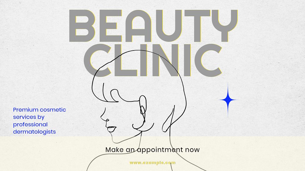 Beauty clinic blog banner template, editable text