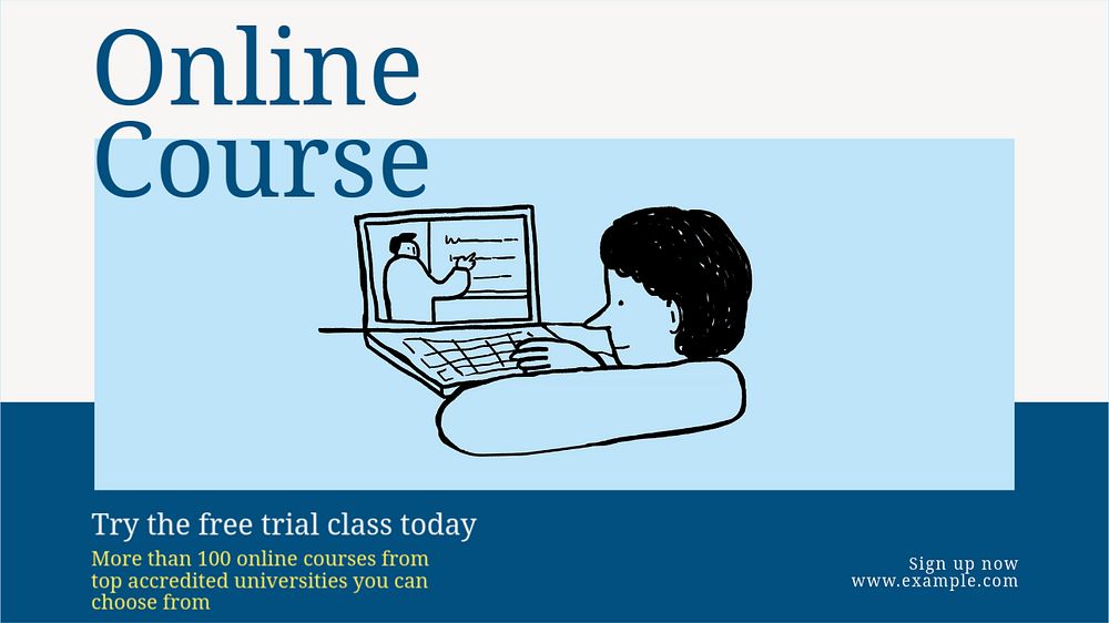 Online courseblog banner template, editable text