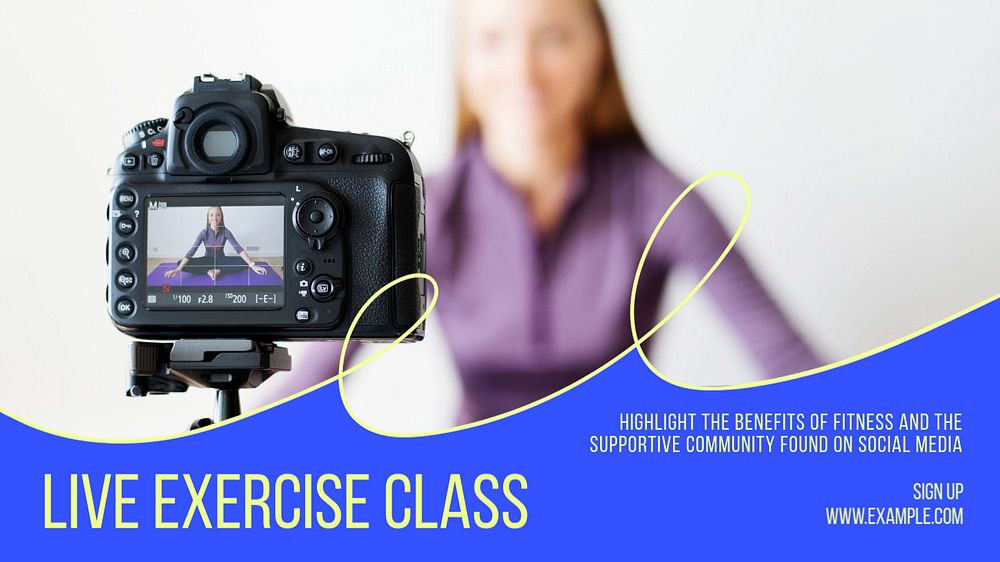 Live exercise class blog banner template, editable text