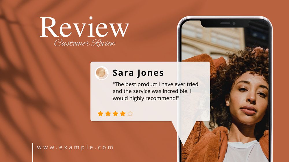 Customer review  blog banner template, editable text