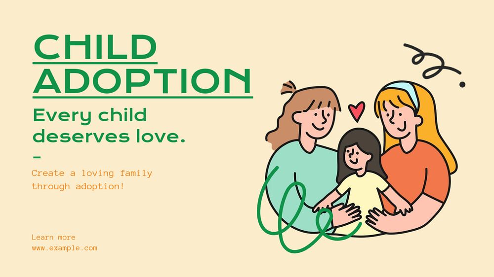 Child adoption  blog banner template, editable text