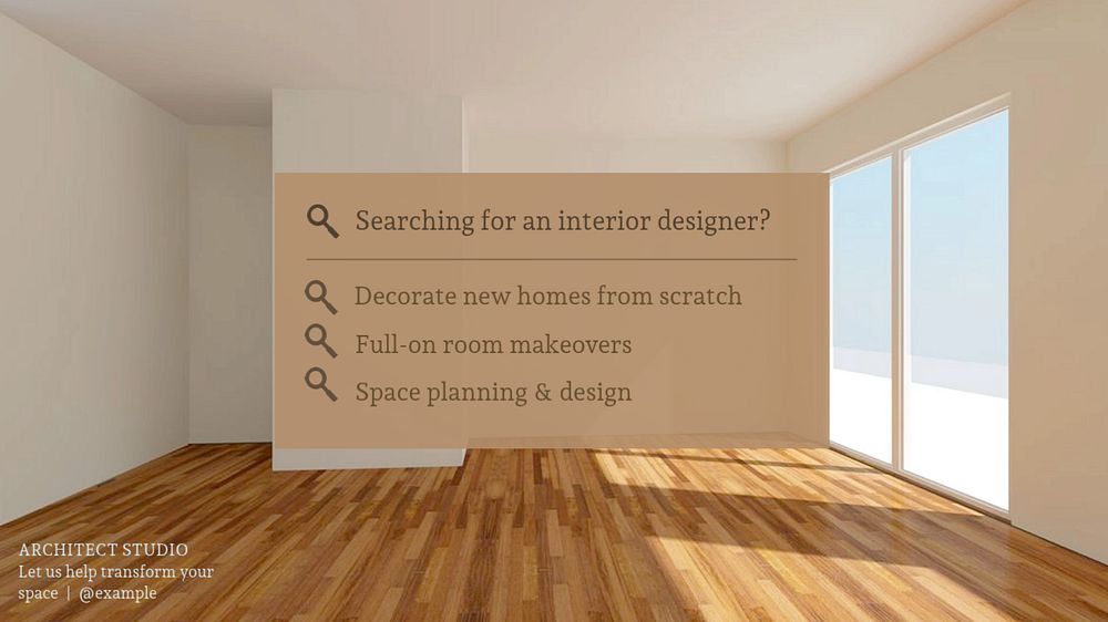 Interior design search  blog banner template, editable text