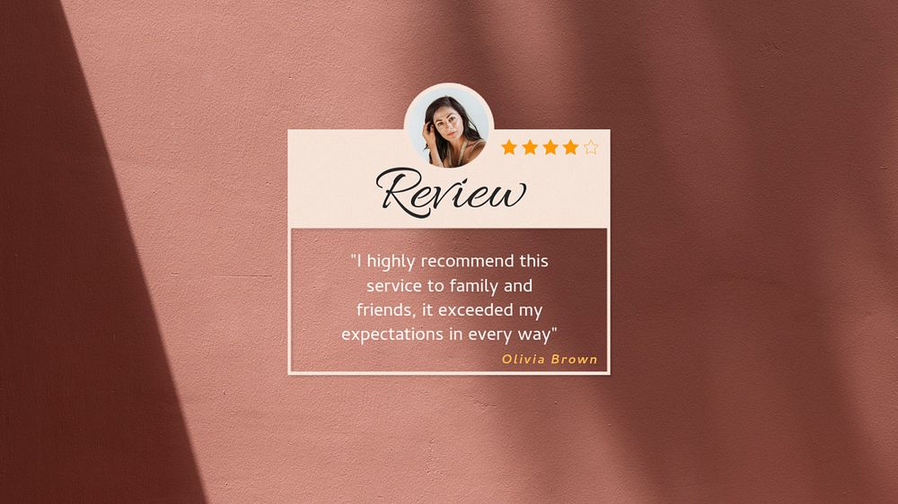 Customer review  blog banner template, editable text