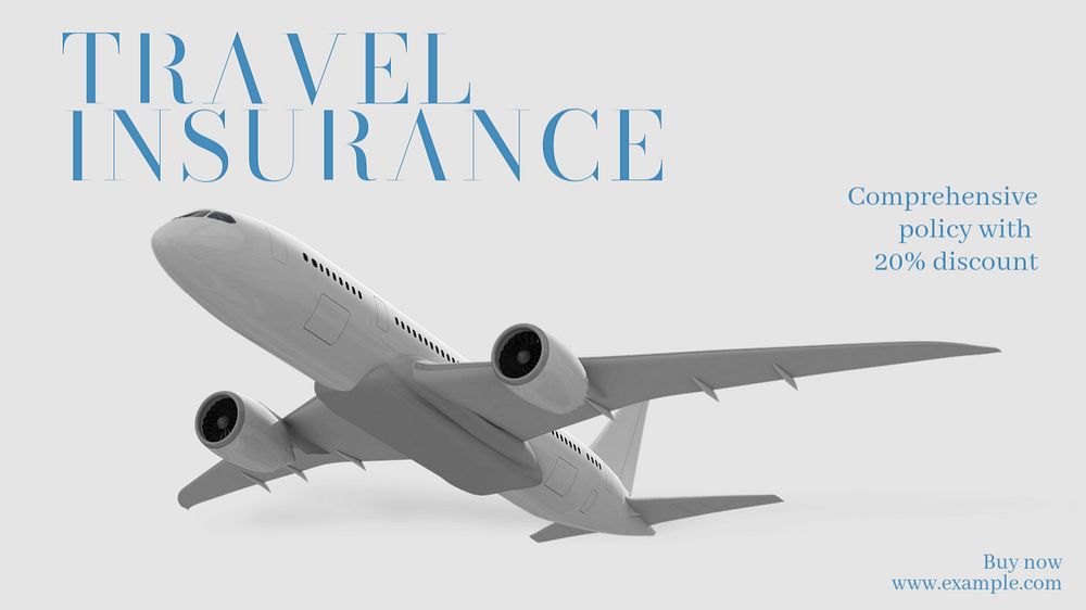 Travel insurance blog banner template, editable text