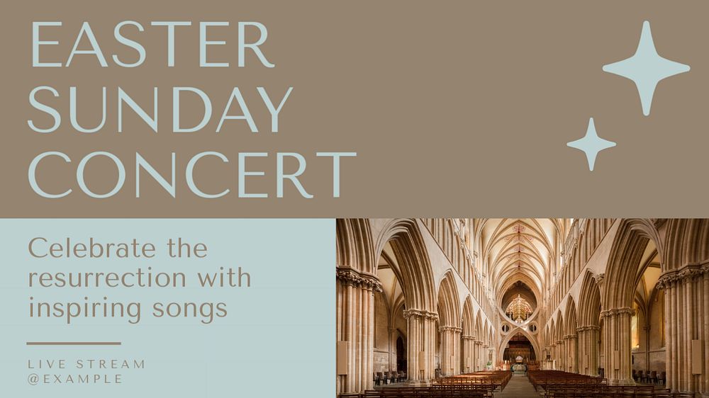 Easter Sunday concert  blog banner template, editable text