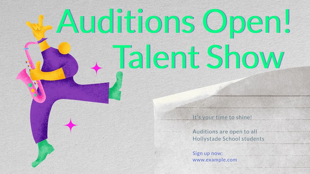 Talent show  blog banner template, editable text