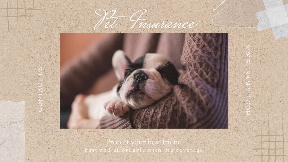 Pet insurance  blog banner template, editable text