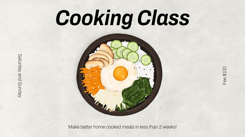 Cooking class  blog banner template, editable text