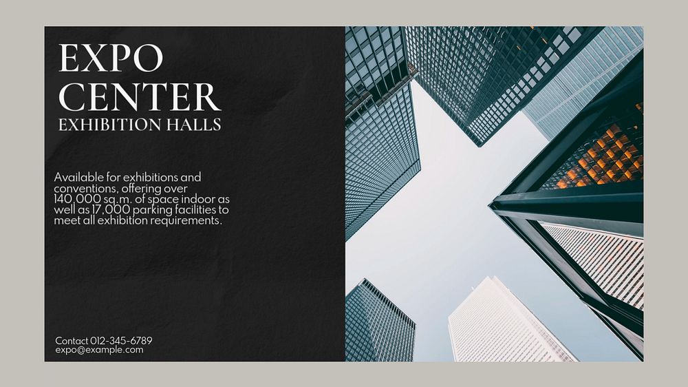 Exhibition halls blog banner template, editable text