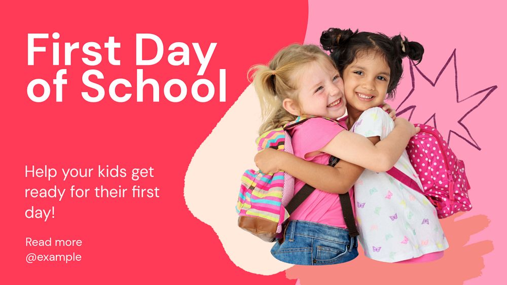 First school day blog banner template, editable text