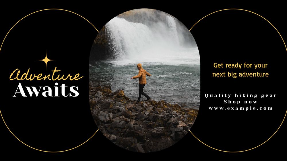 Adventure awaits blog banner template, editable text